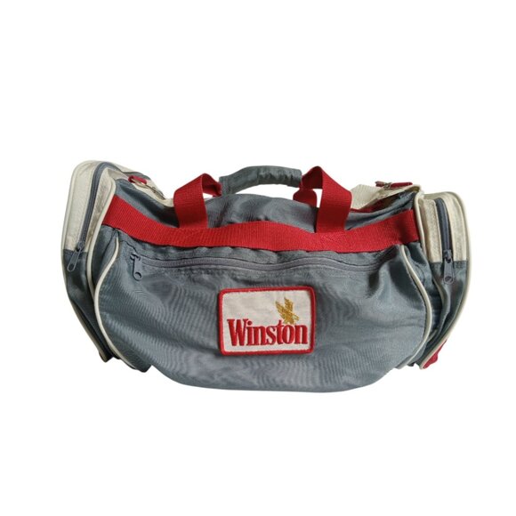 Vintage 1980s Winston Red White & Gray Logo Duffle Bag Fair Pre-owned Condition - Picture 1 of 12